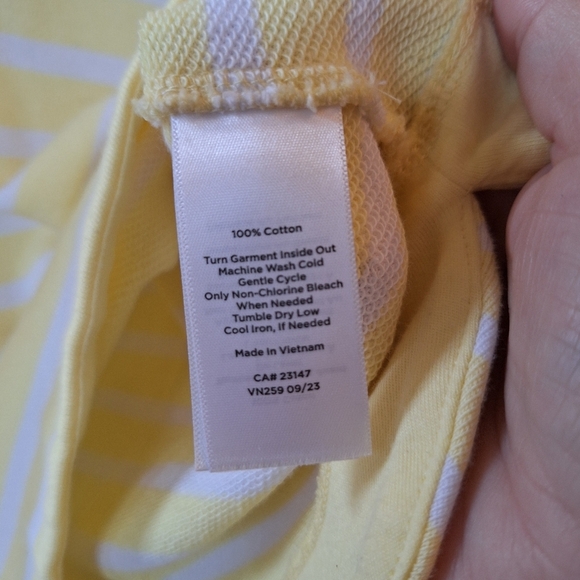 NWOT Talbots Womens White/Yellow Striped Collared Sweatshirt Size S - Picture 6 of 7